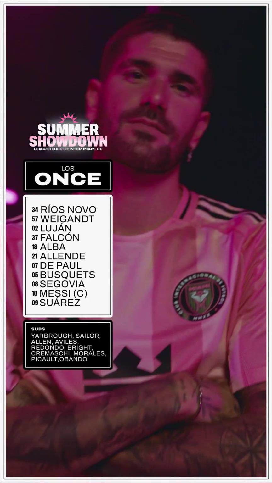 德保罗首秀！迈阿密官方：这就是我们今天的首发阵容