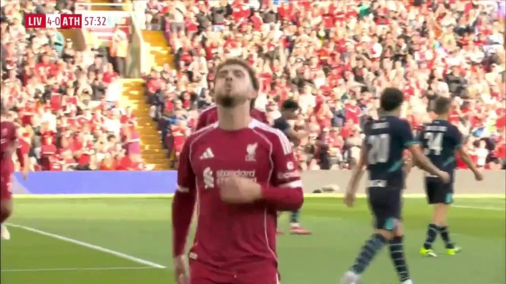 努涅斯禁区内送助攻！埃利奥特爆射破门！利物浦4-0领先毕尔巴鄂