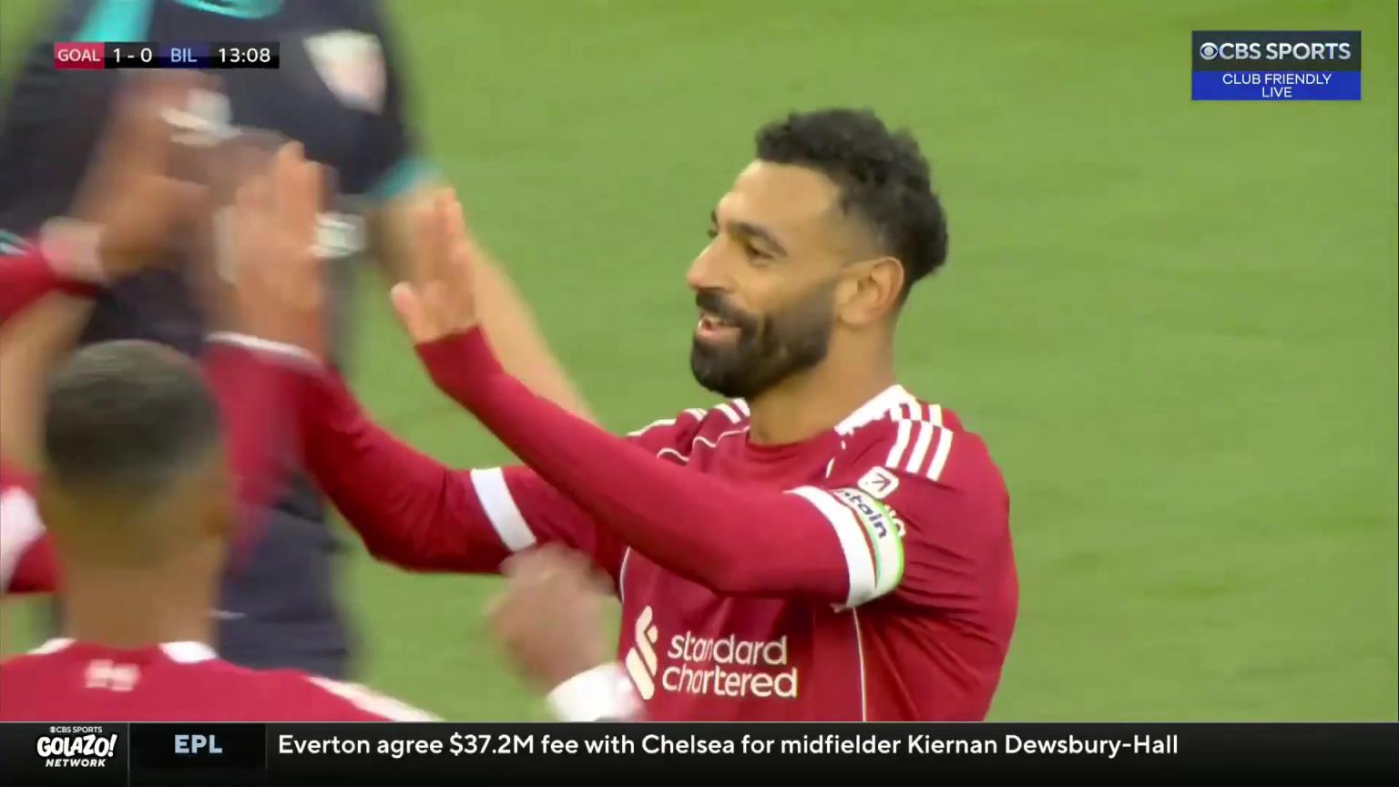 埃基蒂克下底传中助攻！萨拉赫推射破门！利物浦1-0领先毕巴！