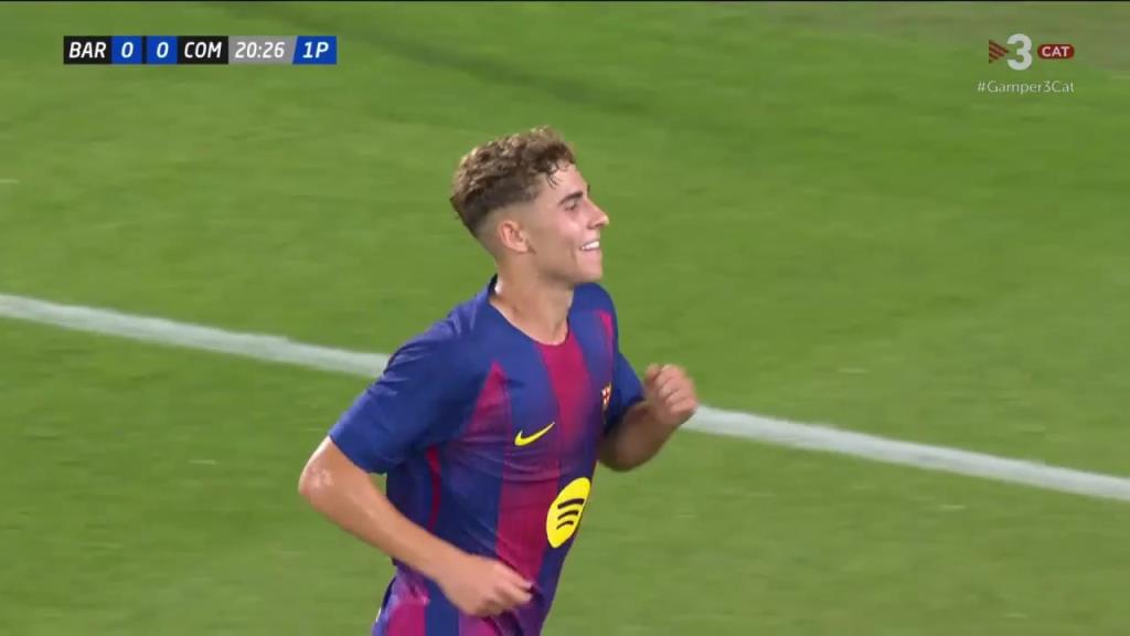 科莫传球失误！费尔明断球低射巴萨打破僵局！