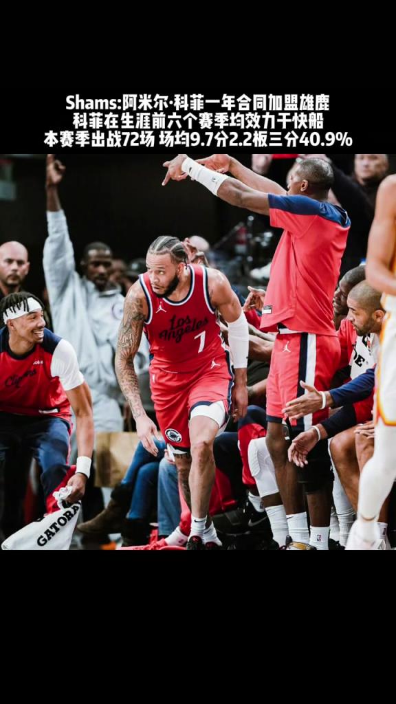 三分命中率40%！前快船球员科菲一年合同签约雄鹿~