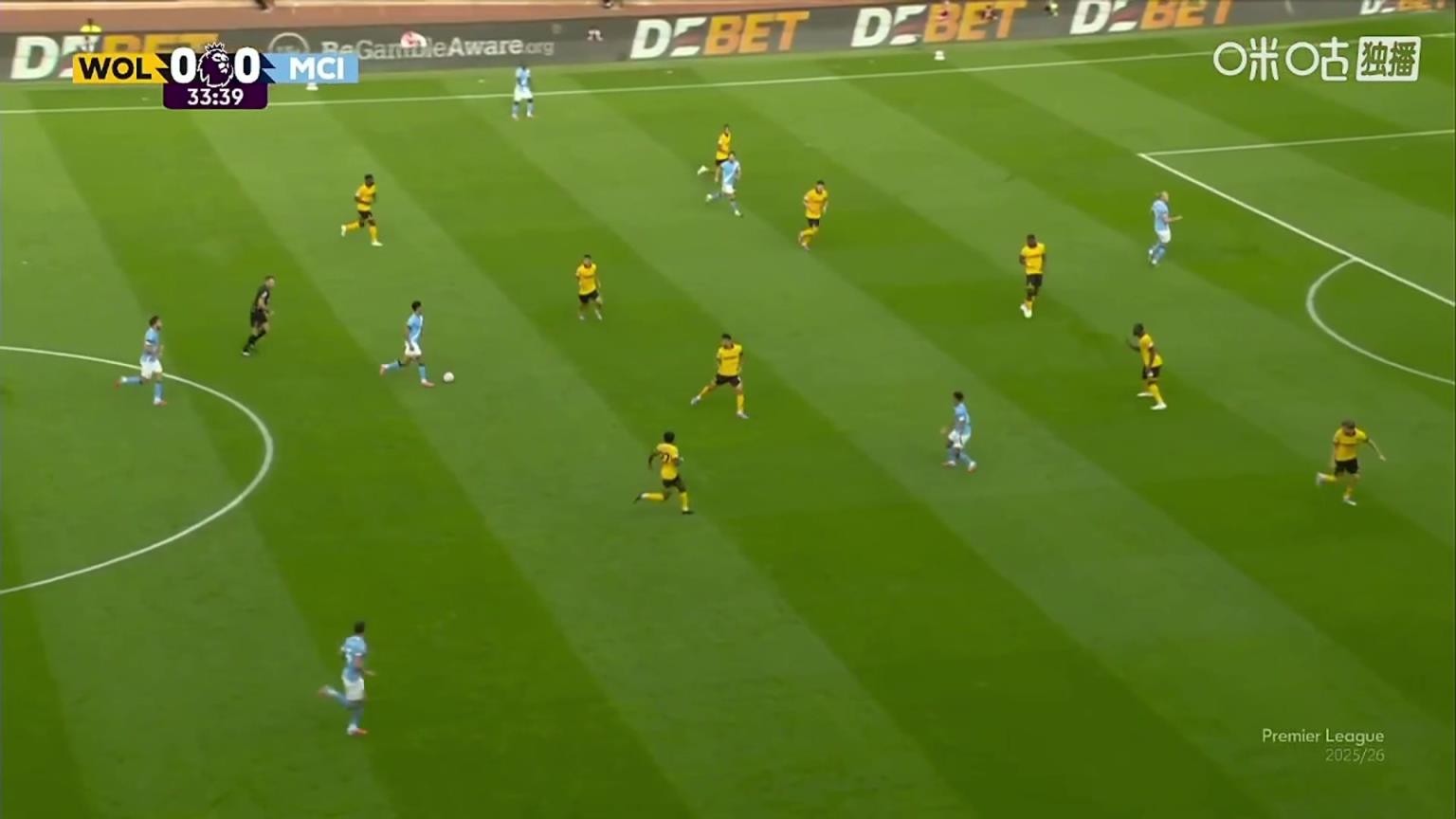 曼城领先！赖因德斯持球推进后挑传，刘易斯助攻哈兰德破门！