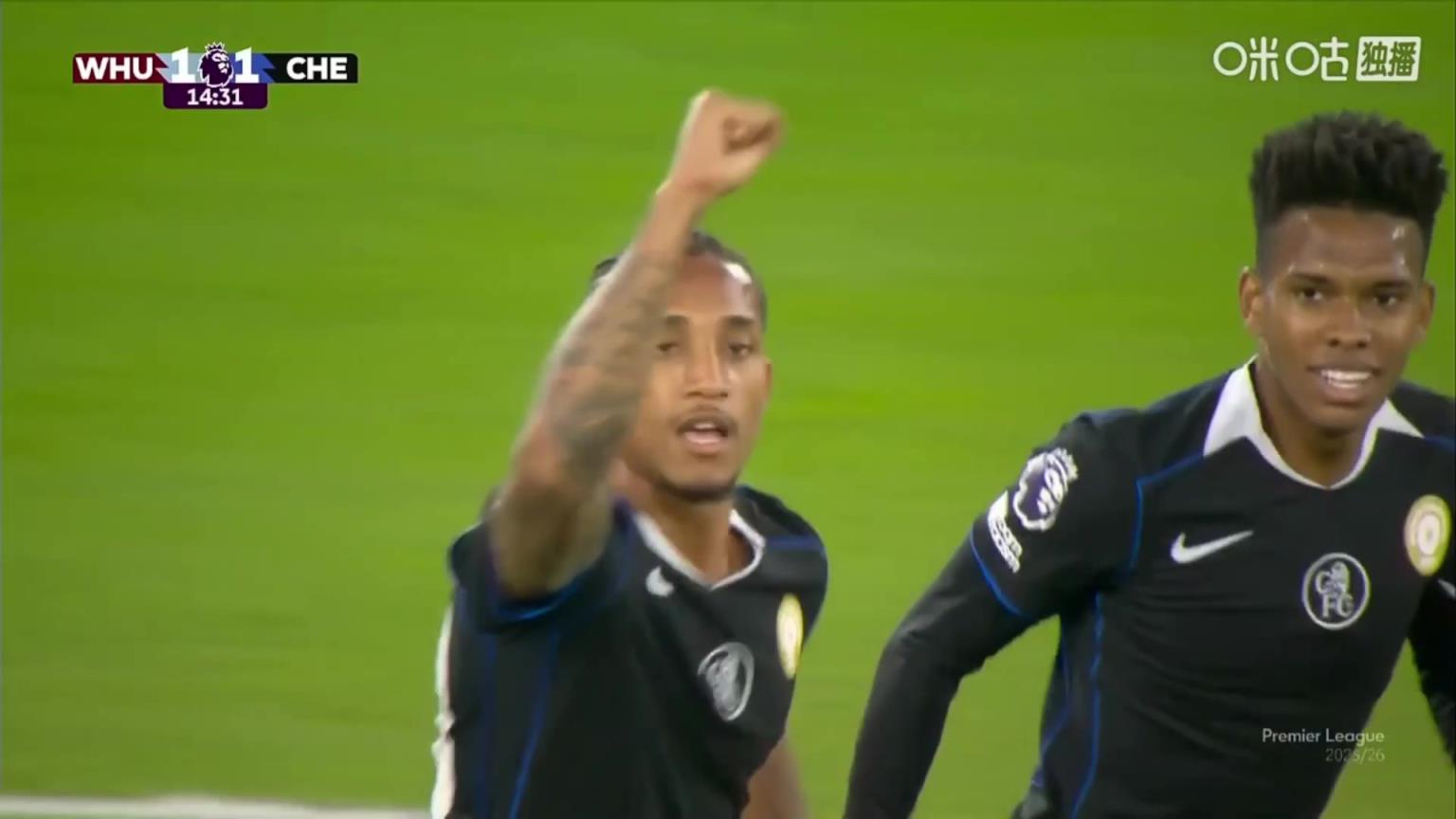 切尔西1-1扳平！若昂-佩德罗头球攻门得手！库库雷利亚头球摆渡！