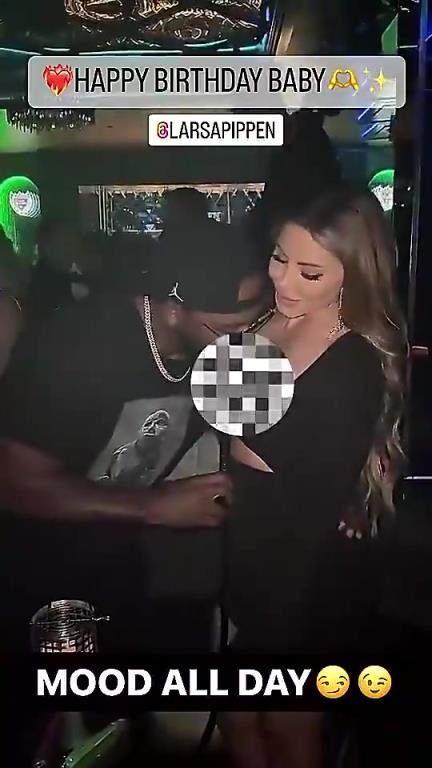 如今已分手！乔丹儿子此前给皮蓬前妻过生日，不停地亲吻她胸部！